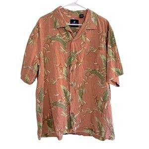 Caribbean Joe 100% Silk Tropical Shirt Button Up Short Sleeve Vacation XXL